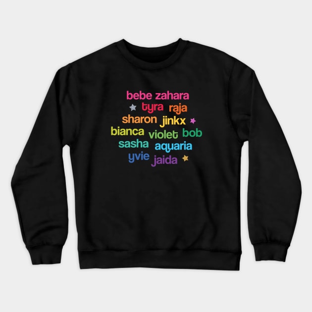 Winning Drag Queens in Rainbow Colours Crewneck Sweatshirt by VicEllisArt